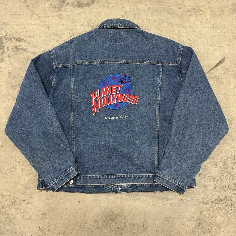 Vintage 1991 Planet Hollywood Atlantic City Jean‎ Jacket XL